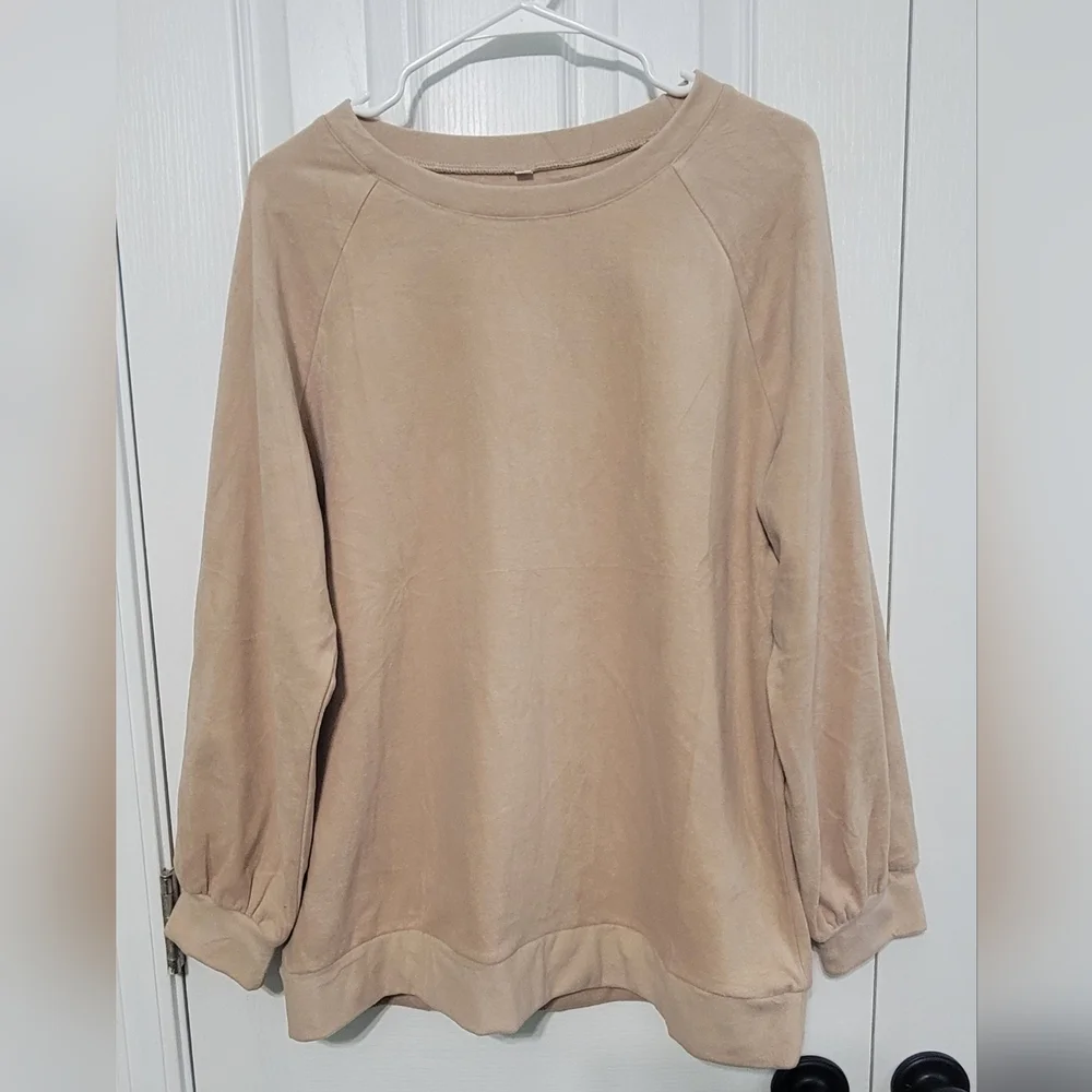 Oversized‎ Large Sweatshirt Fleece Pullover Crewneck New Khaki Tan Soft